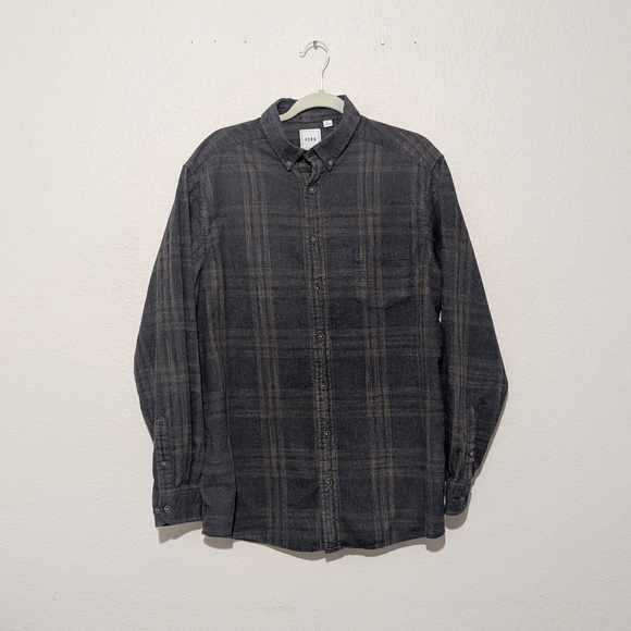 ROWM Charcoal Plaid Men's Button Down Long Sleeve Casual Shirt - Picture 1 of 3